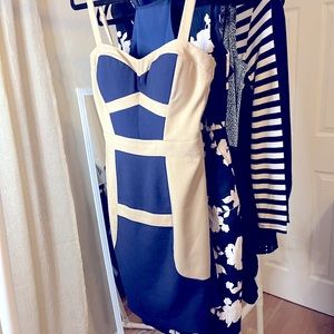 DRESS SALE $15 Blue and tan zip up dress